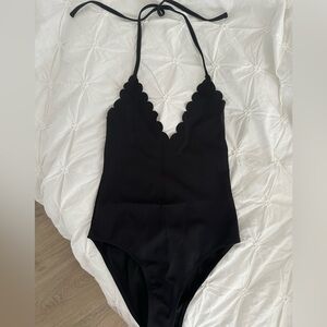 Black scalloped one piece O/S bathing suit